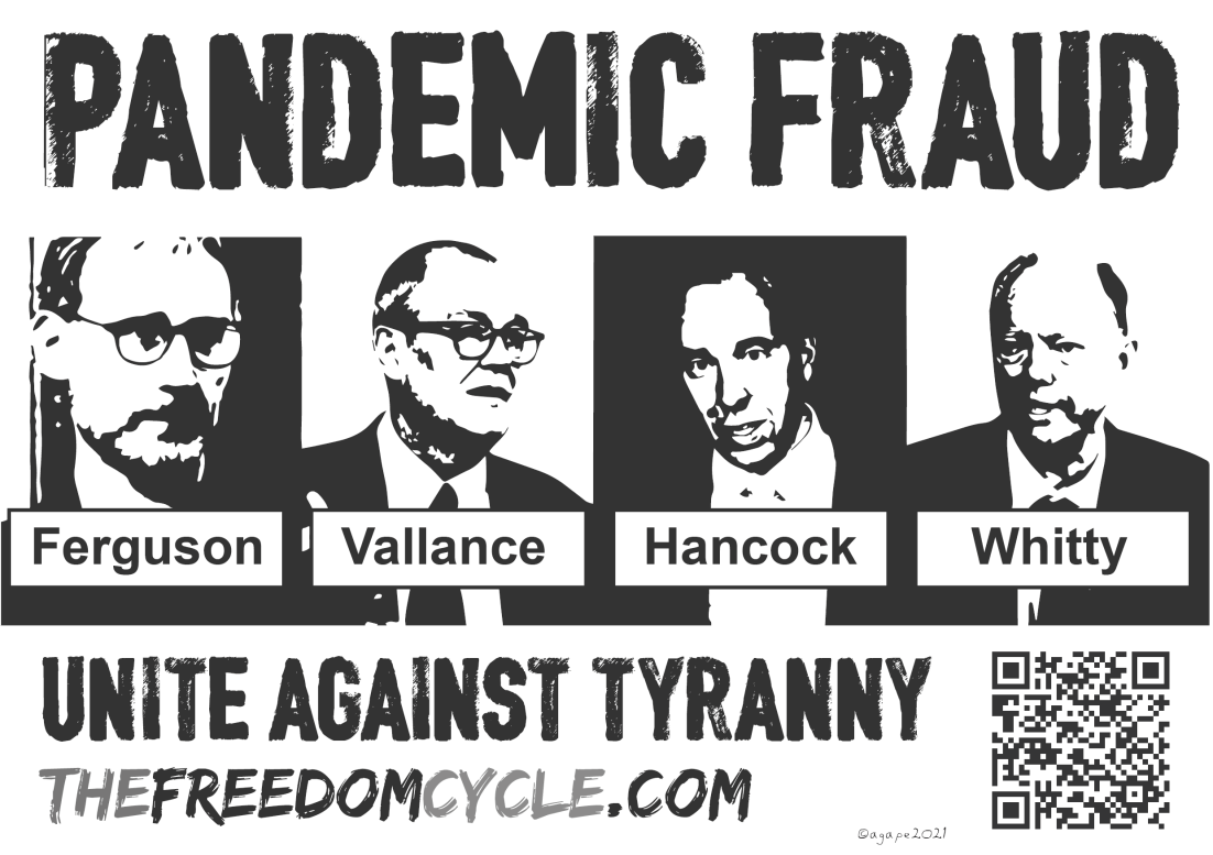 PANDEMIC FRAUD stickers and posters
